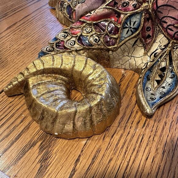 Gold Horns Devil Demon w/ Mystical Venetian Costume Party Cosplay Part Mask READ - Picture 12 of 15